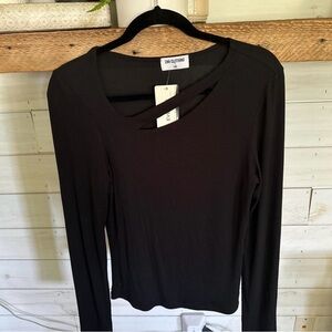 LNA Classic Black Long Sleeve Top with Cutout